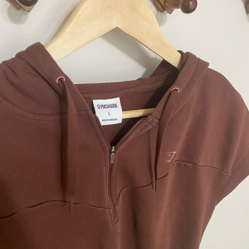 Gymshark Whitney Simmons Brown Sleeveless Hoodie Sweatshirt - Picture 2 of 5